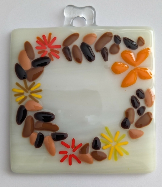 Autumn wreath on cream Suncatcher